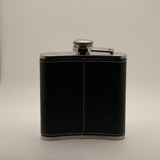 Route 66 Leather-Wrapped Curved Flask