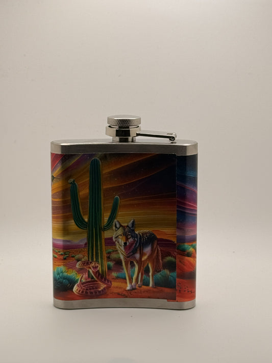 Arizona Desert Scene Stainless Steel Flask