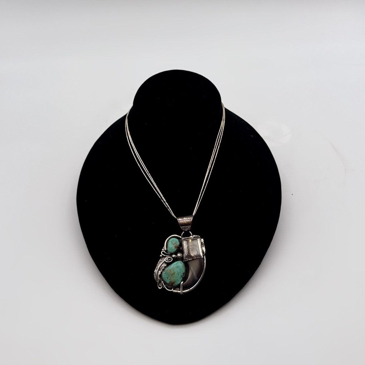 Bear Claw & Turquoise Sterling Silver Necklace