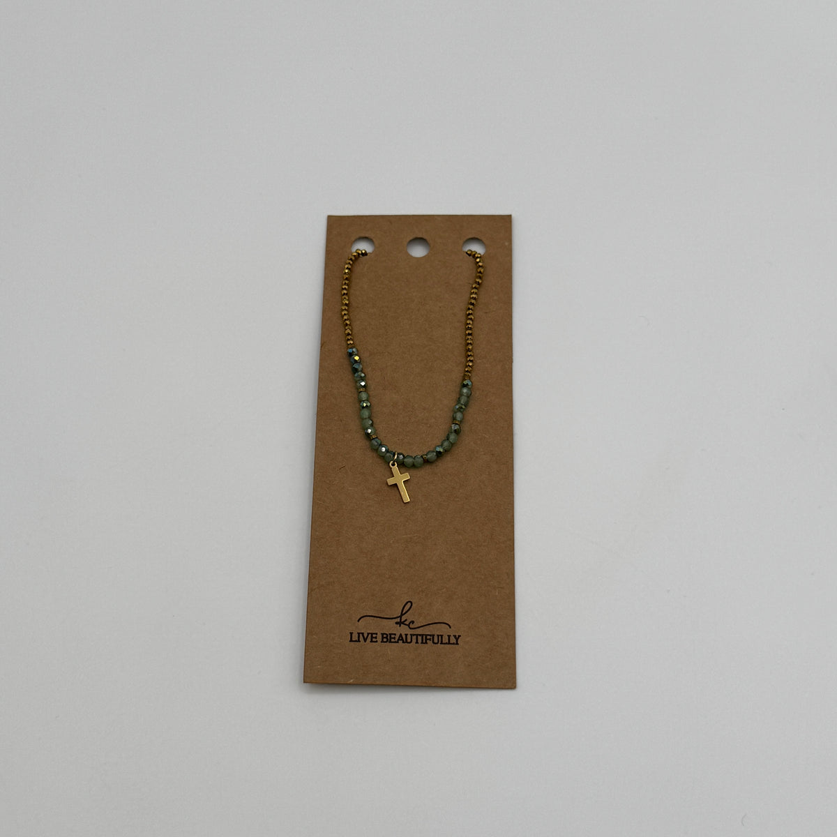 Beaded Cross Charm Necklace