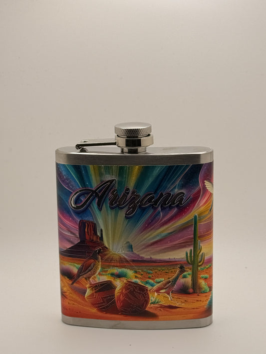 Arizona Desert Scene Stainless Steel Flask