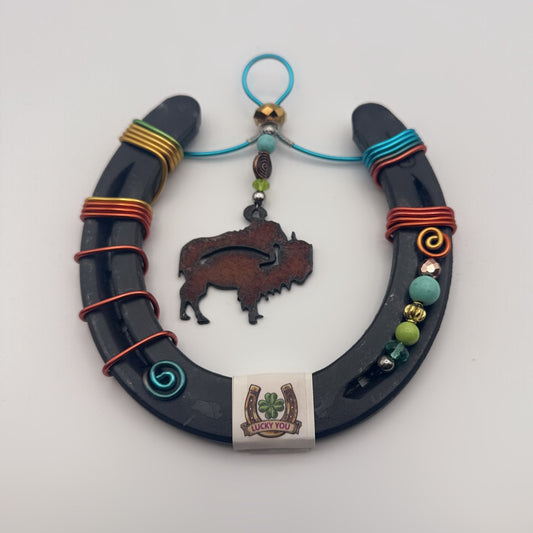 Handmade Buffalo Lucky Horseshoe Wall Hanging