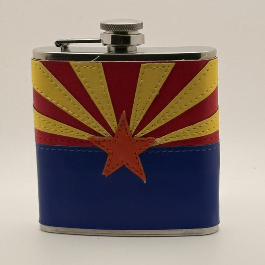 Arizona Flag Leather-Wrapped Flask
