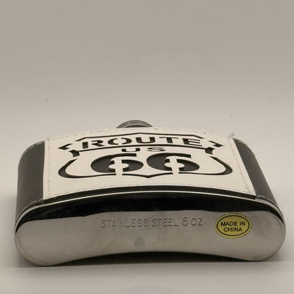 Route 66 Leather-Wrapped Curved Flask