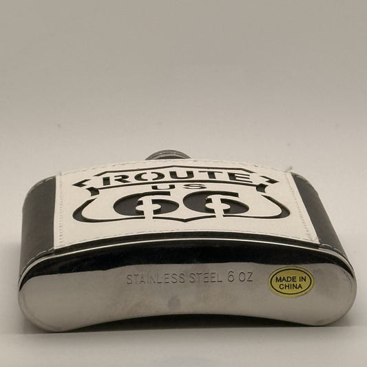Route 66 Leather-Wrapped Curved Flask