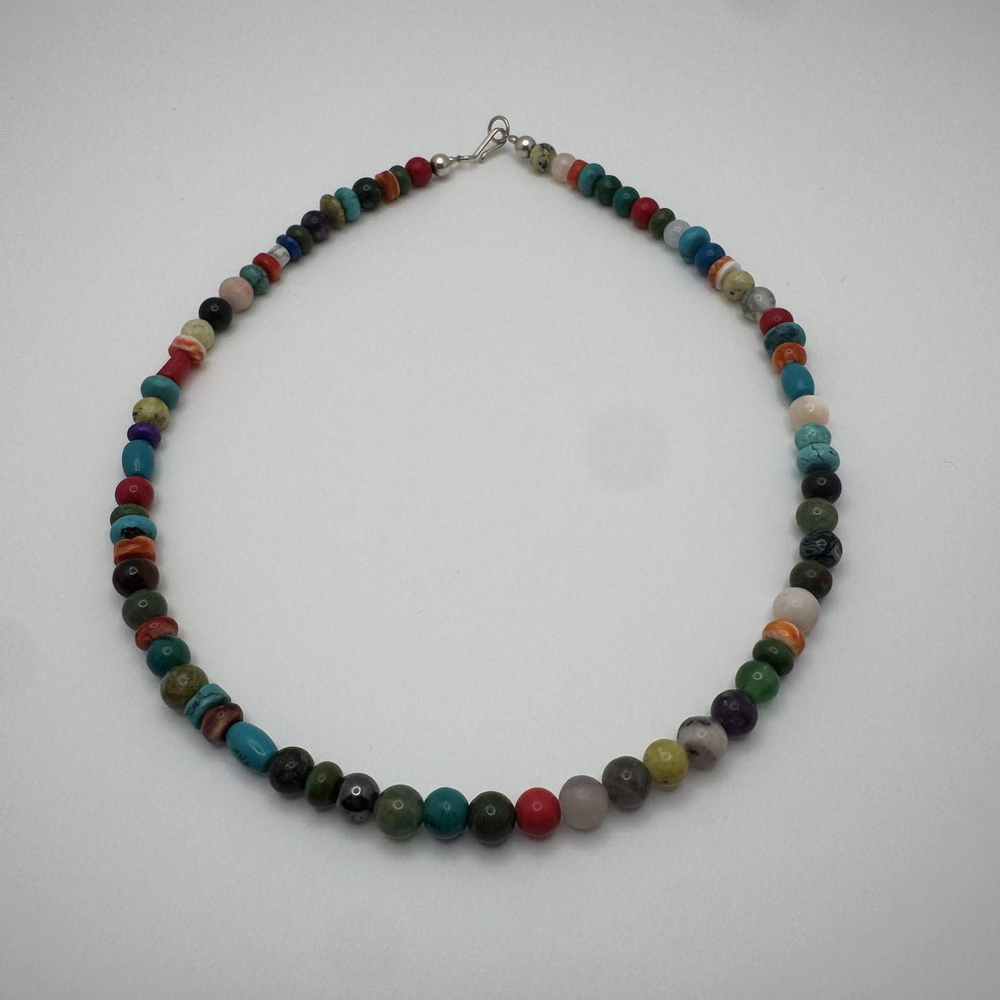 Multi-Gemstone Beaded Necklace with Sterling Silver Clasp