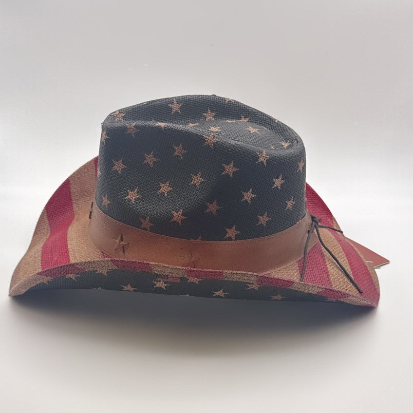 American Flag Straw Cowboy Hat