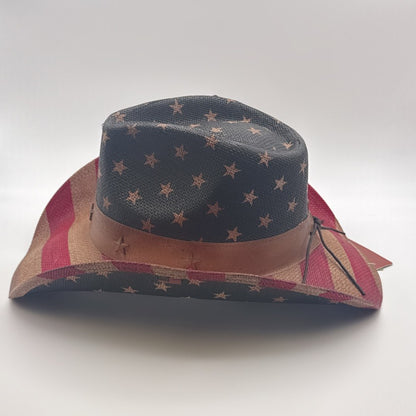 American Flag Straw Cowboy Hat