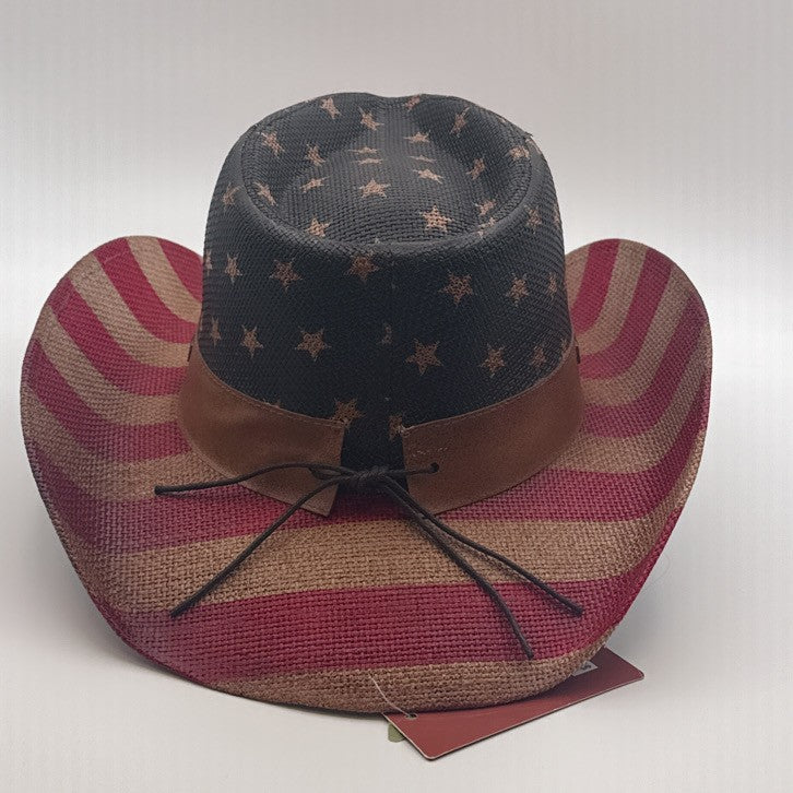American Flag Straw Cowboy Hat