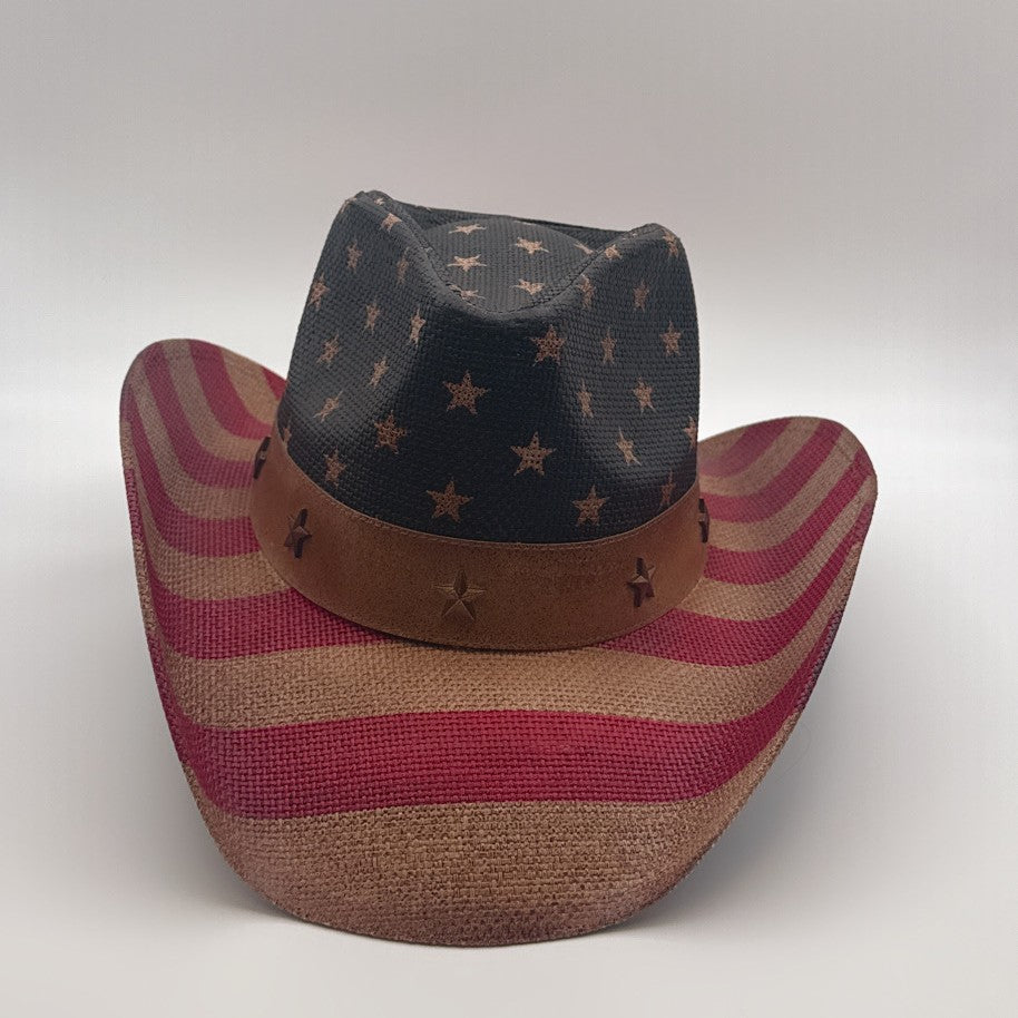 American Flag Straw Cowboy Hat