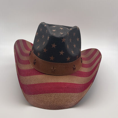 American Flag Straw Cowboy Hat