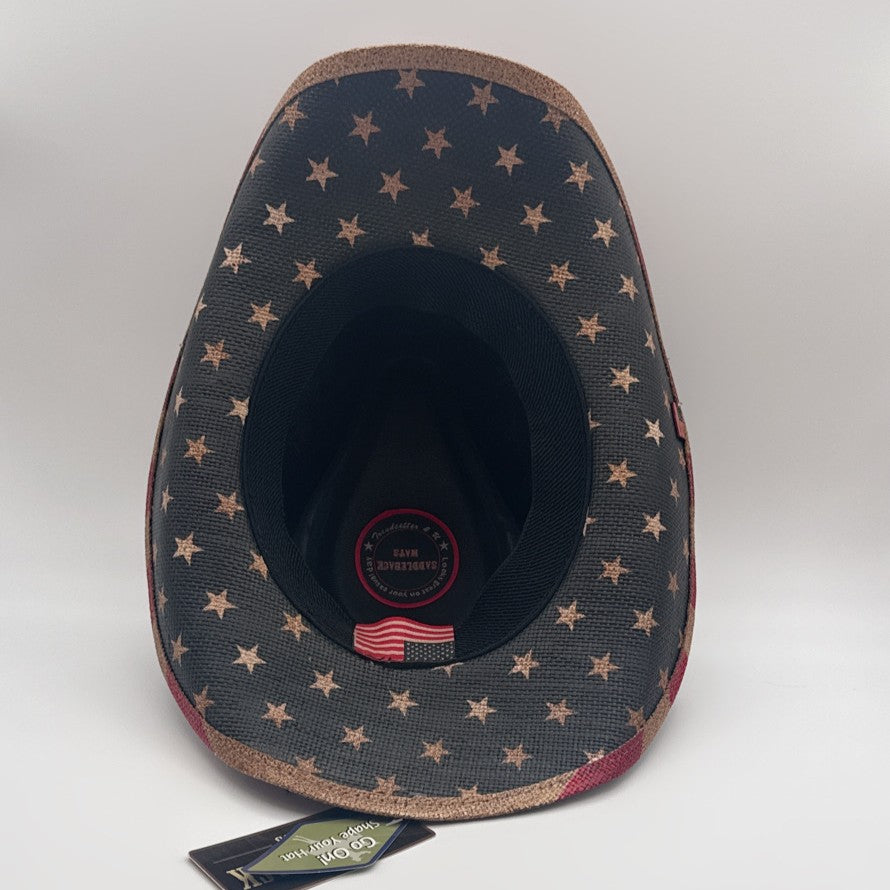American Flag Straw Cowboy Hat
