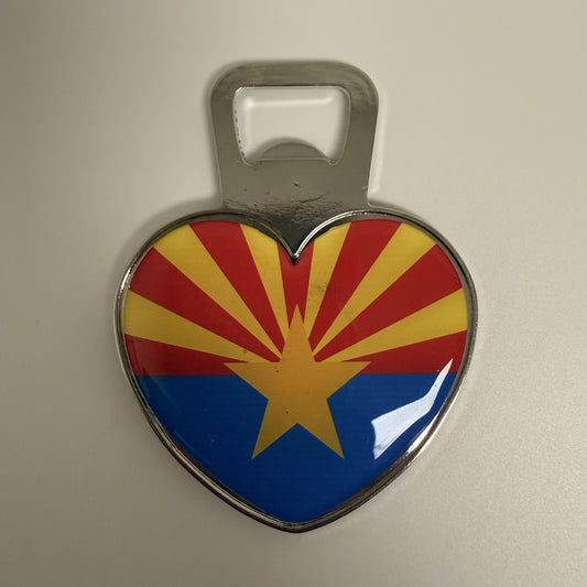 Arizona Flag Heart Bottle Opener Magnet
