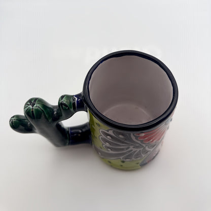 Hand-Painted Talavera Mug with Cactus Handle