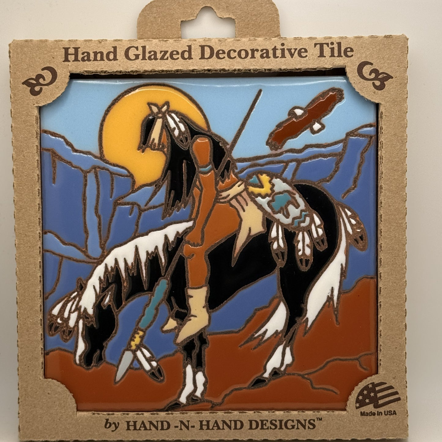 "End of the Trail" Hand Glazed Decorative Tile