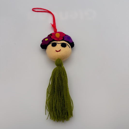 Frida-Inspired Felt Doll Tassel Ornament