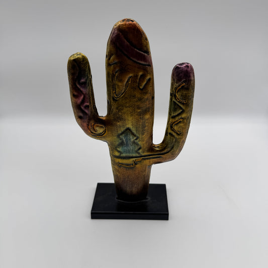 Copper Patina Saguaro Metal Sculpture