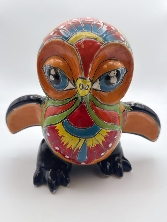 Talavera Hand-Painted Owl Figurine