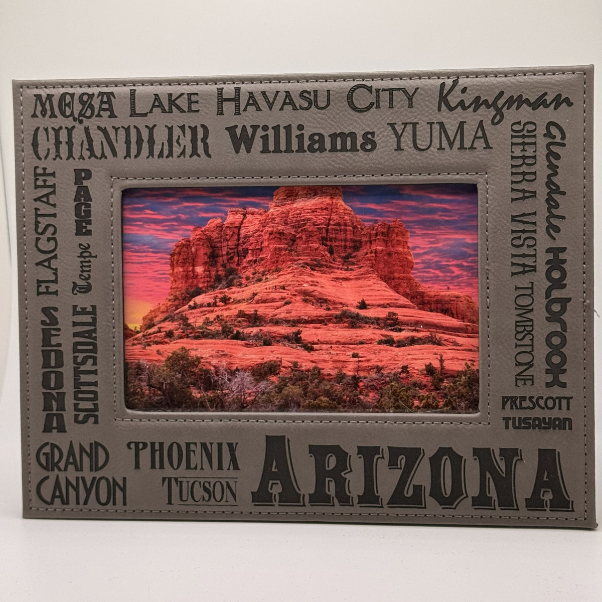 Arizona Cities Engraved Leatherette Photo Frame